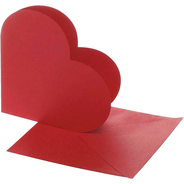 Korttipohjat kirjekuorineen, punainen, kortin koko 12,5x12,5 cm, kirjekuoren koko 13,5x13,5 cm, 10 set/ 1 pkk