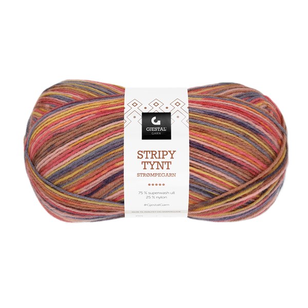 Gjestal Stripy Tynt Strømpgarn, 100g
