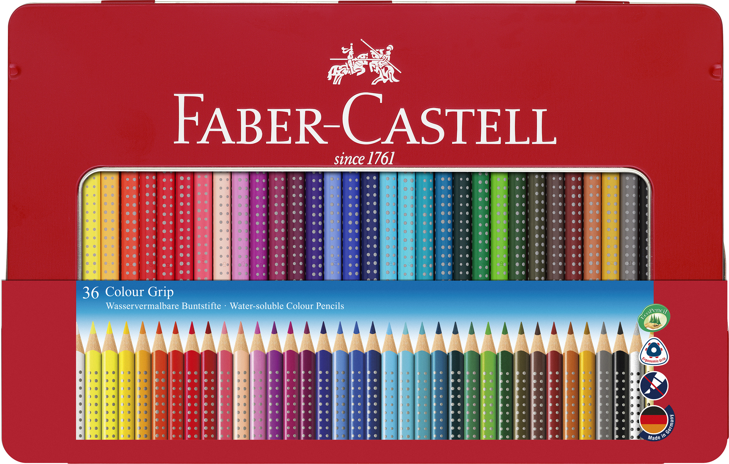 Faber-Castell - Coloured pencil Colour Grip tin of 36 (112435)