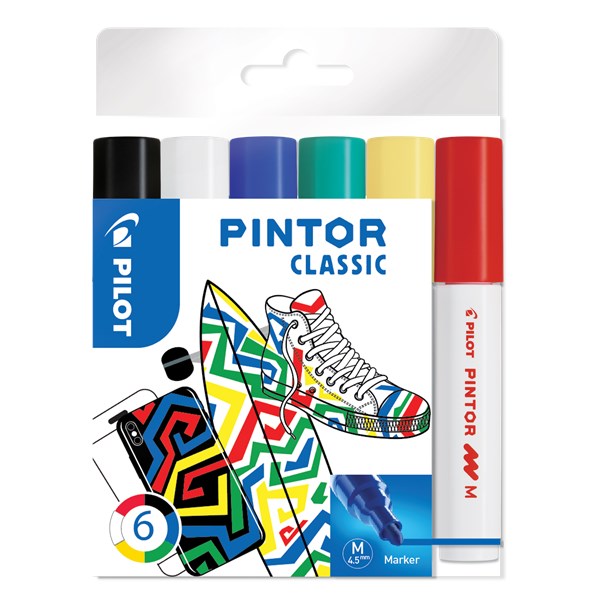 Pintor - Set Regular Mix -x6- Medium - Musta Sininen Punainen Vihreä Valkoinen Pilot