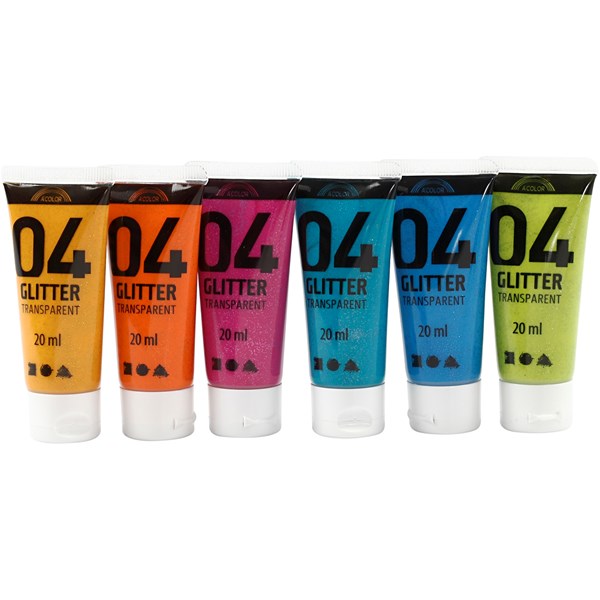 A-Color akryylimaali, värilajitelma, nro 04, kimalle, 6x20 ml/ 1 pkk