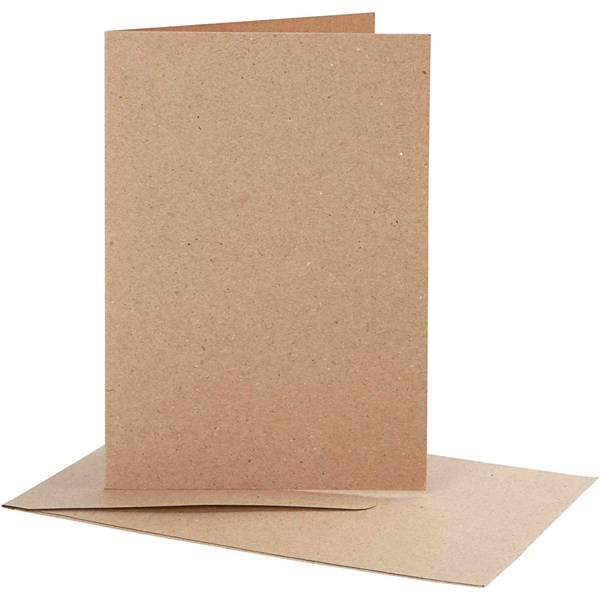 Korttipohjat kirjekuorineen, luonnonrusk., kortin koko 10,5x15 cm, kirjekuoren koko 11,5x16,5 cm, 10 set/ 1 pkk