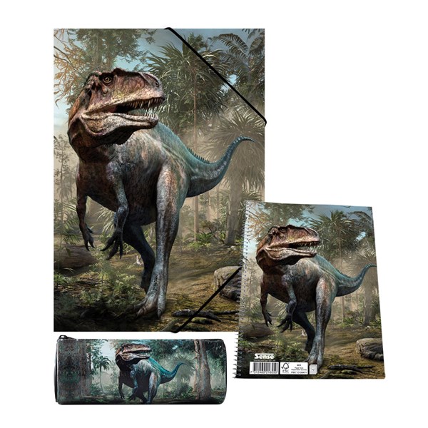 Koulunaloituspakkaus Dino Vihko penaali & kansio Sense