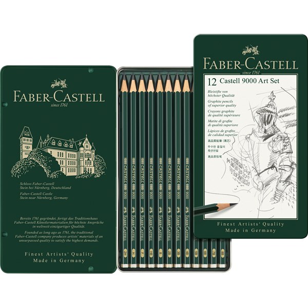 9000 Lyijykynä Setti 8B-2H Metallirasiassa Faber-Castell