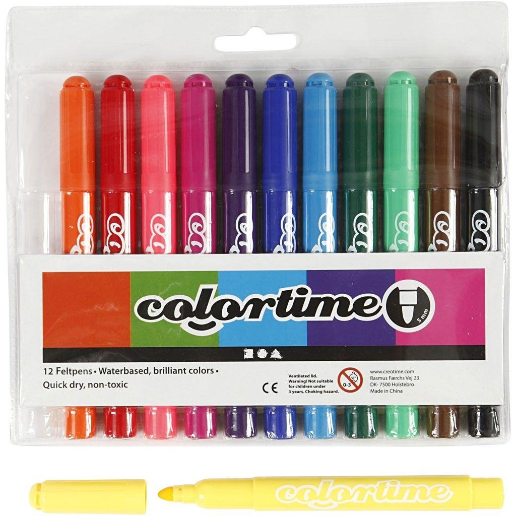 Colortime - Tussi 5 mm - Perusvärilajitelma - 12 kpl