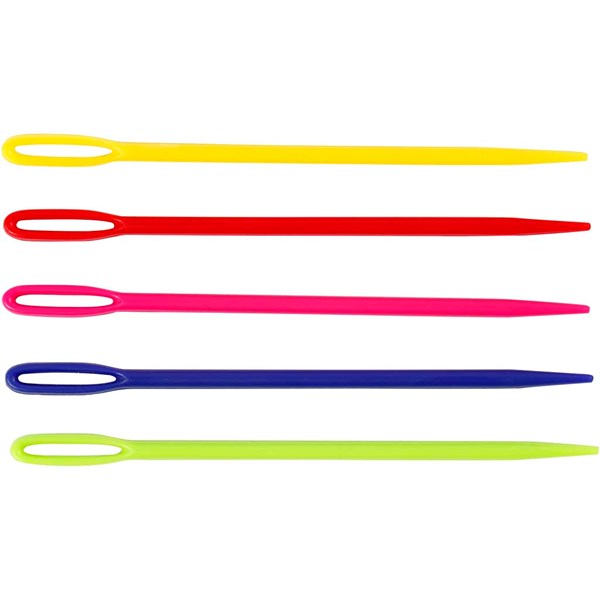 Muovineulat, värilajitelma, Pit. 7 cm, 5 kpl/ 1 pkk