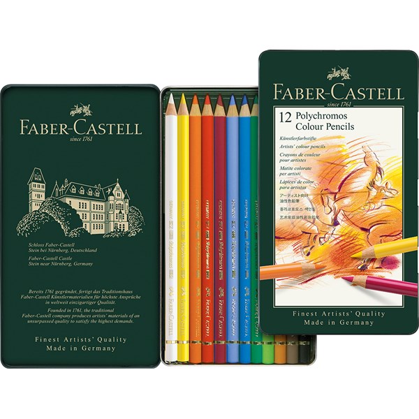 Värikynät Polychromos peltirasiassa 12 kpl Faber-Castell