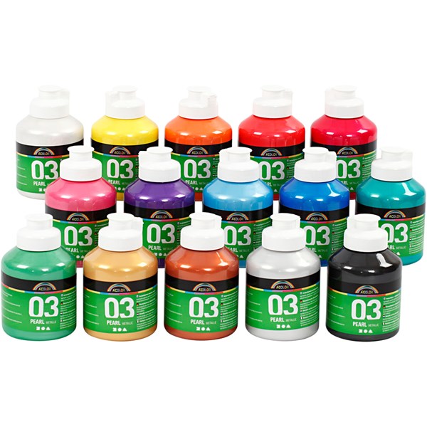 A-Color akryylimaali, värilajitelma, nro 03, metallinen, 15x500 ml/ 1 ltk