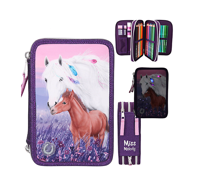Miss Melody - Trippel Pencil Case w/LED - Purple (0411436)