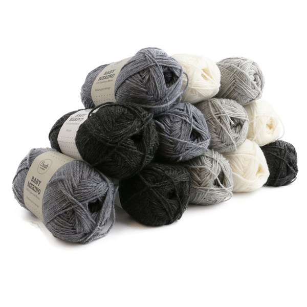 Lankapakkaus Adlibris Baby Merino Villalanka 50g White & Grey