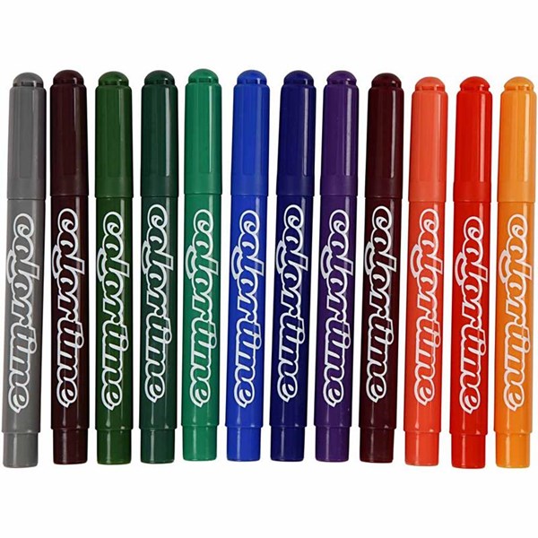 Colortime-tussit, Lisävärit, paksuus 5 mm, 12 kpl/ 1 pkk