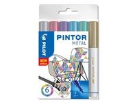 Pintor - Set Metal Mix -x6- Fine - Kulta Sininen Pinkki Vihreä Violetti Hopea Pilot