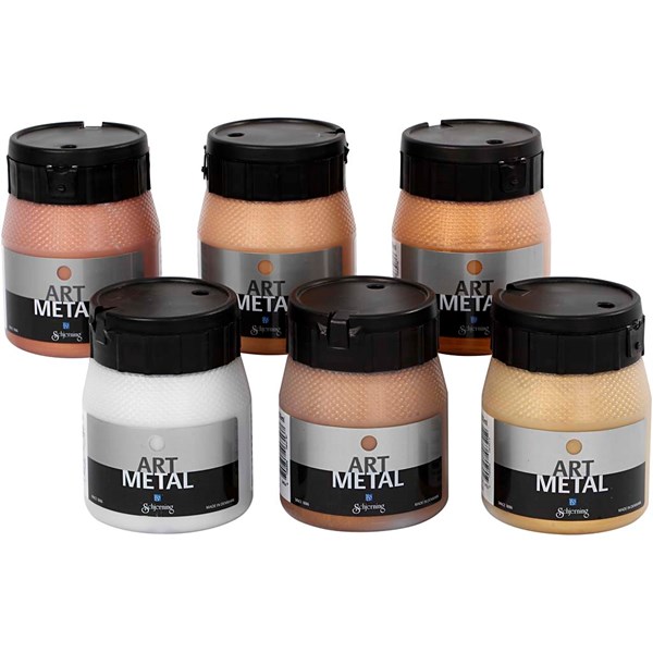 Art Metal maali, metallic-värit, 6x250 ml/ 1 pkk