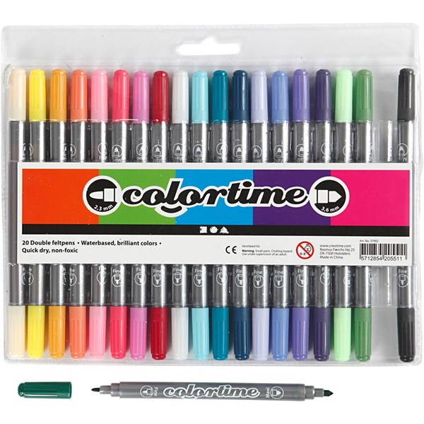 Colortime tussit, Lisävärit, paksuus 2,3+3,6 mm, 20 kpl/ 1 pkk