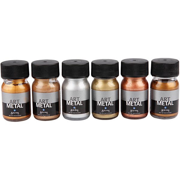 Art Metal maali, metallic-värit, 6x30 ml/ 1 pkk
