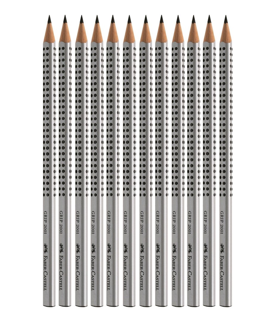 Faber-Castell - Grip 2001 lyijykynä - HB - hopea, 12 kpl