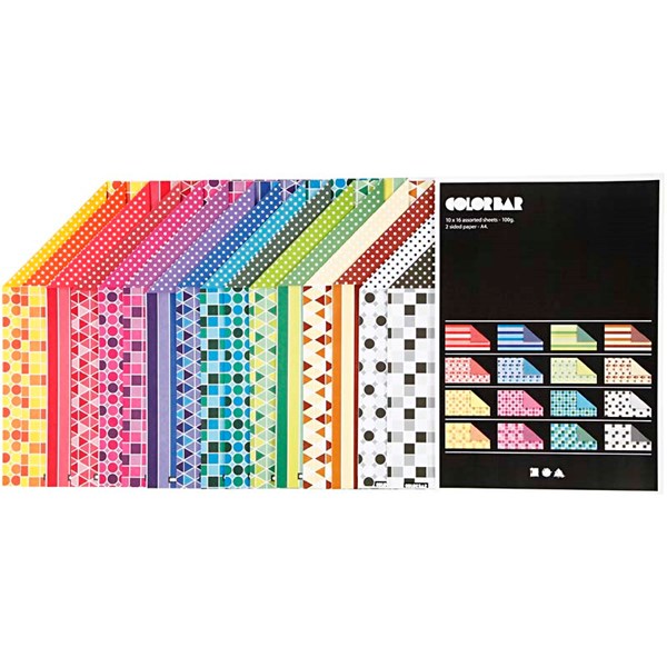 Color Bar-paperilajitelma, värilajitelma, A4, 210x297 mm, 100 g, 16x10 ark/ 1 pkk