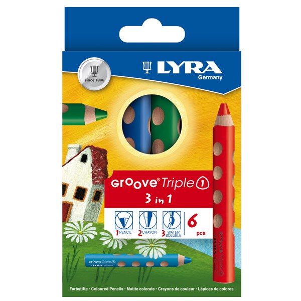 Groove Triple1-värikynät 10 mm pit. 12 cm värilajitelma 6kpl Lyra