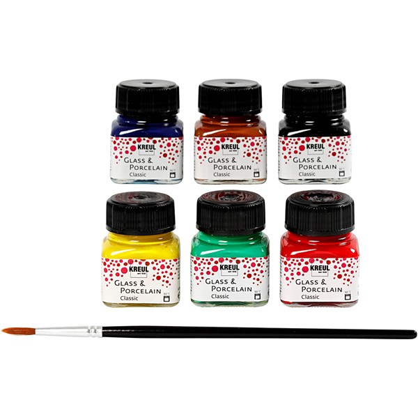 Lasi- ja posliinimaali, värilajitelma, 6x20 ml/ 1 pkk