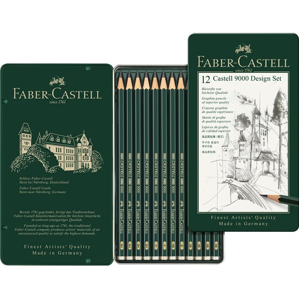 9000 Lyijykynä Setti 5B-5H Metallirasiassa Faber-Castell