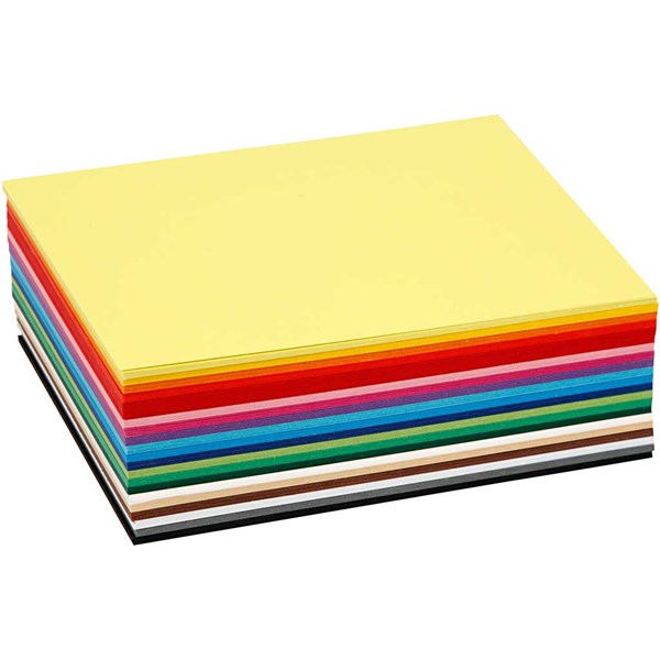 Värillinen kartonki, A6 105x148 mm, 180 g, värilajitelma, 120laj