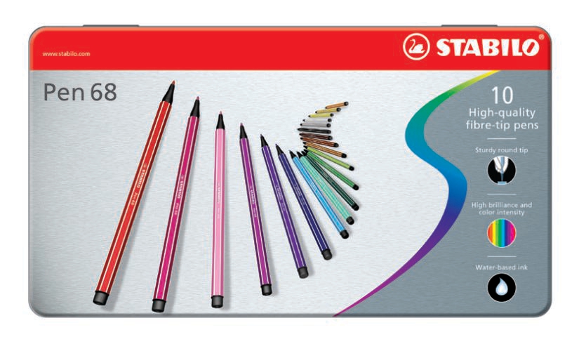 Stabilo - Pen 68 - Metal box of 10 Colours