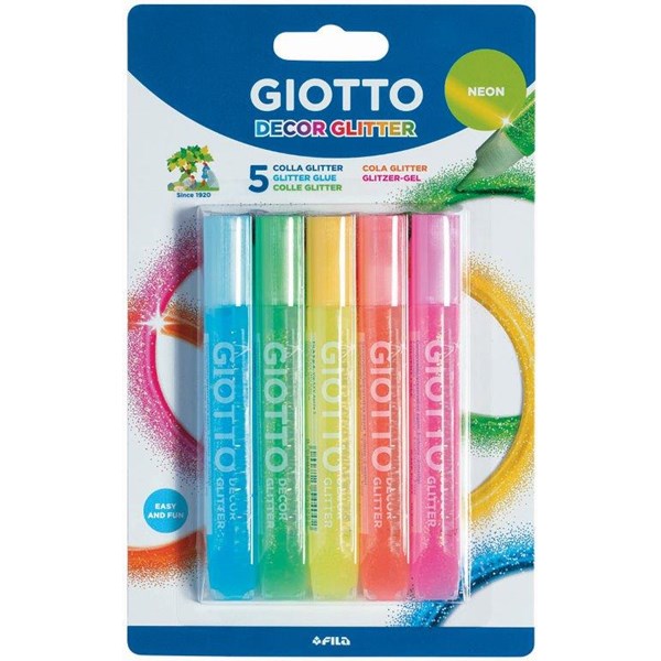 Giotto Decor Glitter-liima Neon 5-pakkaus