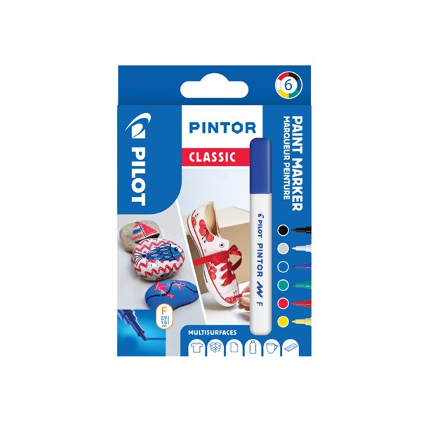 Pintor - Set Regular Mix -x6- Fine - Musta Sininen Punainen Vihreä Valkoinen Pilot