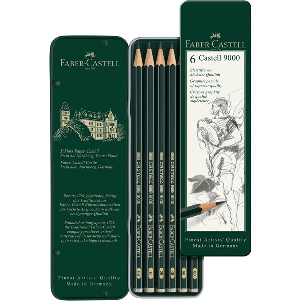 9000 Lyijykynä 6S Metallirasiassa Faber-Castell